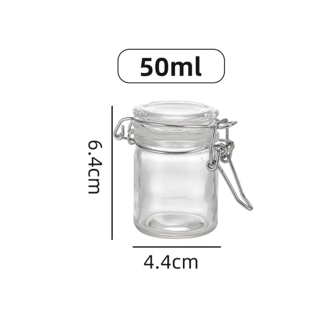 50/100ml Glass Bottle Sealed Storage Jar with Buckle Airtight Locking Lid Big Mouth Kitchen Bottles for Coffee Beans Fruits Nuts Oasis Select 50ml