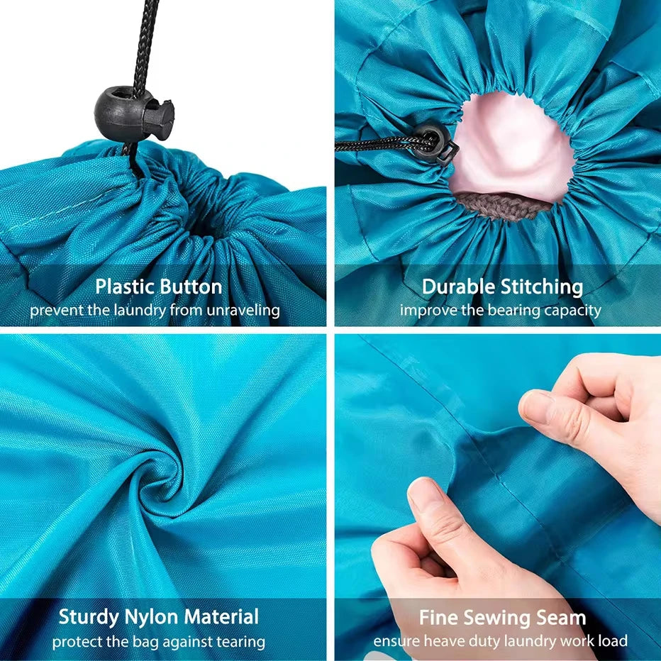 Smile Shape Nylon Laundry Bag Wash Me Travel Storage Pouch Machine Washable Dirty Clothes Organizer Wash Drawstring Bag Oasis Select