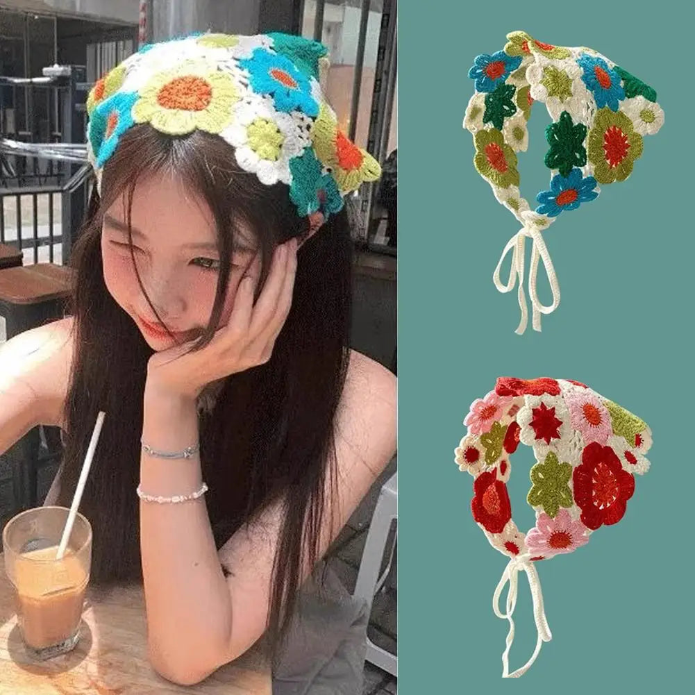 Retro Knitted e Scarf Headband for Women Cute Sweet Artistic Sle Travel Outfit Korean Version for Summer Season Oasis Select