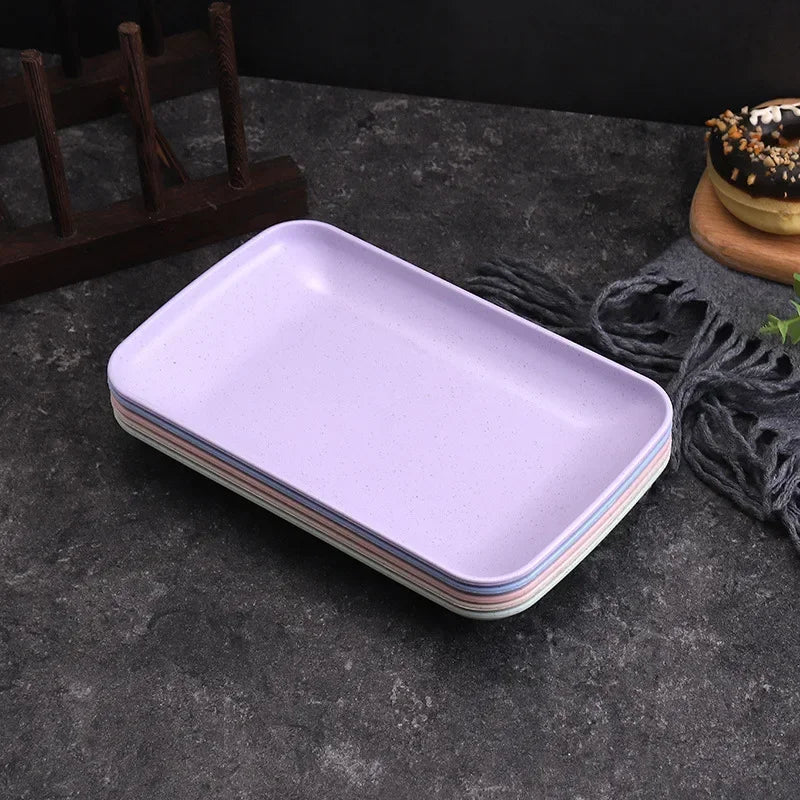 5-Pack Wheat Straw Rectangular Plates – Eco Tableware Set Tableware Plate Set Oasis Select