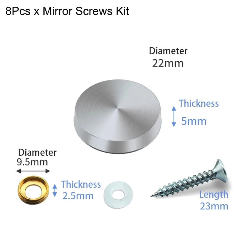Home Improvement Stainless Steel Mirror Nails Screw Cap Silver 16/22/25mm Screws Decorative Cap Mirror Screws Fasteners Glass Oasis Select 22MM