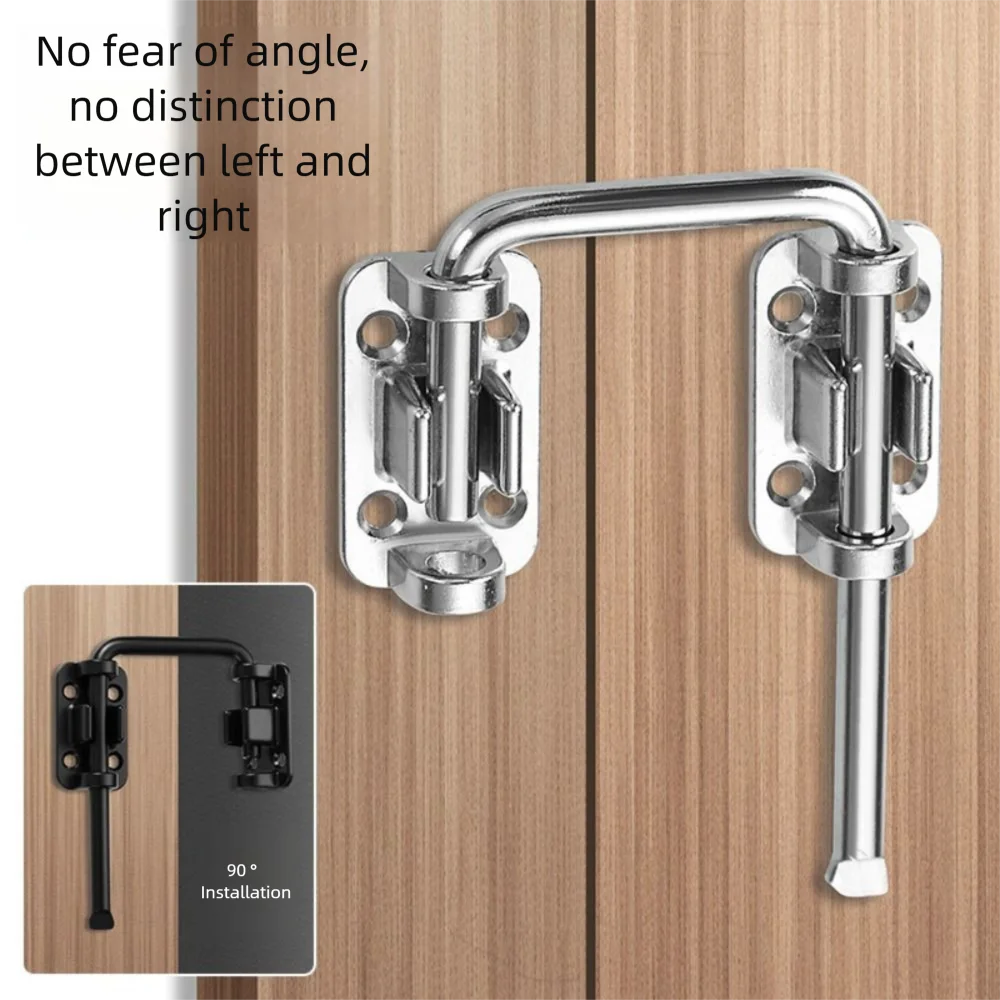 New Stainless Steel Door Latch Lock Non Perforated Gate Latch Thickened 90/180 Degree Anti-theft Buckle Door Bolts Safety Oasis Select