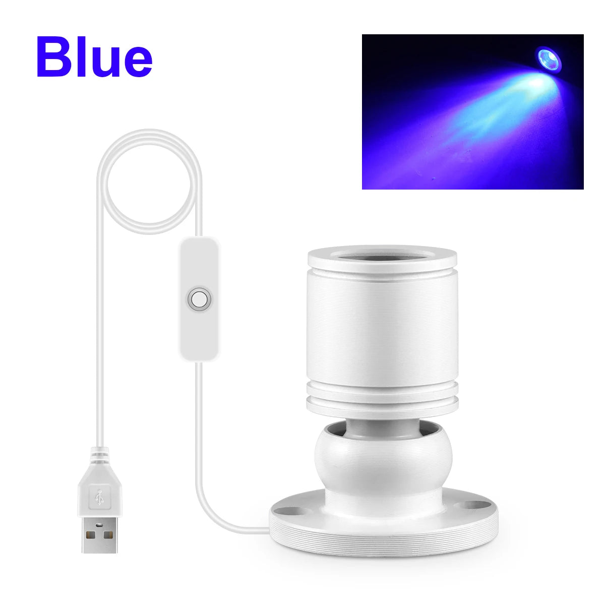 1W Led USB Spotlight With Swtich On/Off,5V USB Charging Port,Atmosphere Decor Lighting for Collectibles Anime Character Models Oasis Select White Shell Blue