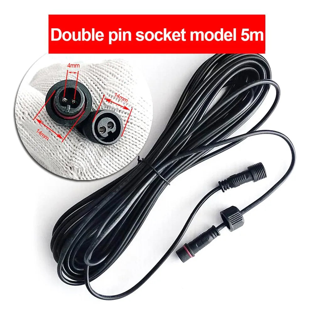 2 Pin Plug Solar Cable Extension 3M/5M/10M Waterproof Power Connection Wire Street Light Extension Cord Oasis Select 5m