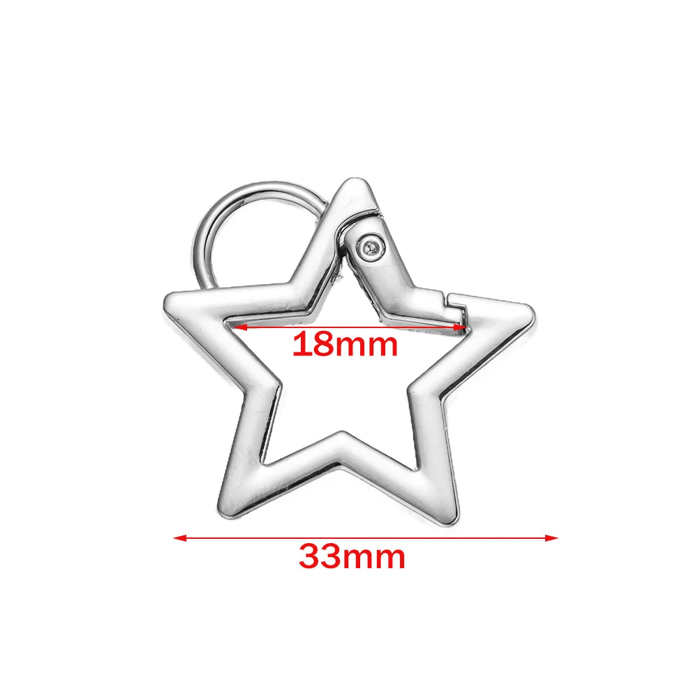 5pcs Star Small Carabiners Clips Metal Trigger Spring Rings Snap Hooks DIY Charms Accessory for Keychains Bag Purse Craft Making Oasis Select B silver 33mm