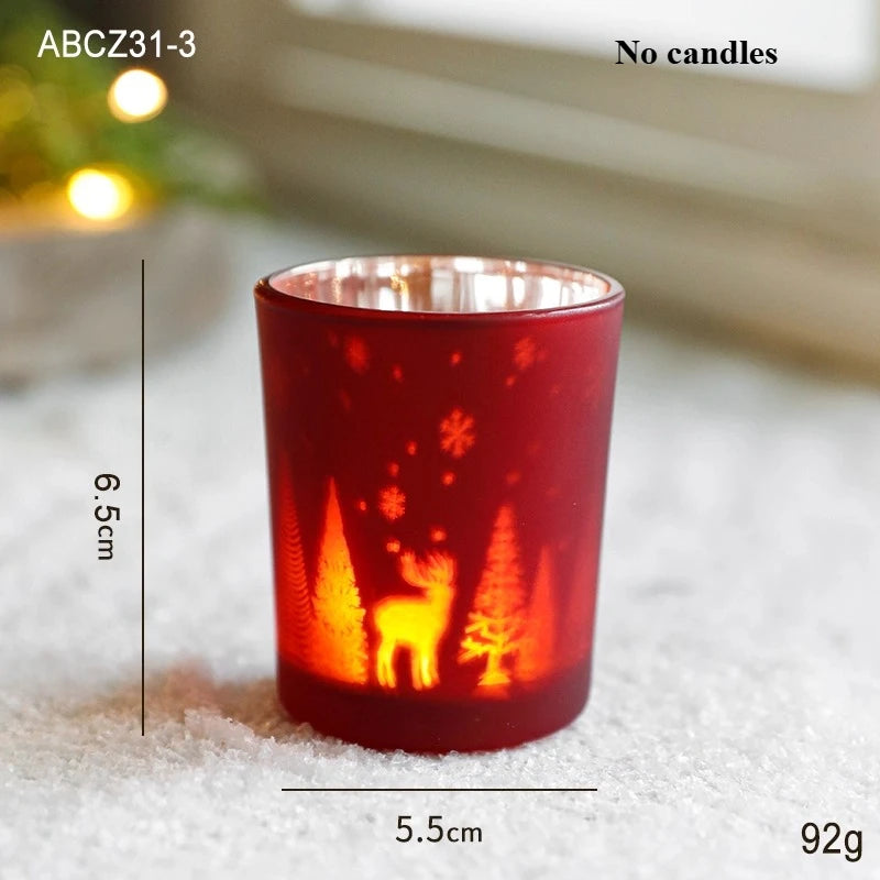 Christmas Decorative Trinkets Candle Cups Christmas Tree Glass Jars Hand-held Candlestick Ornaments Scene Arrangements Oasis Select A red