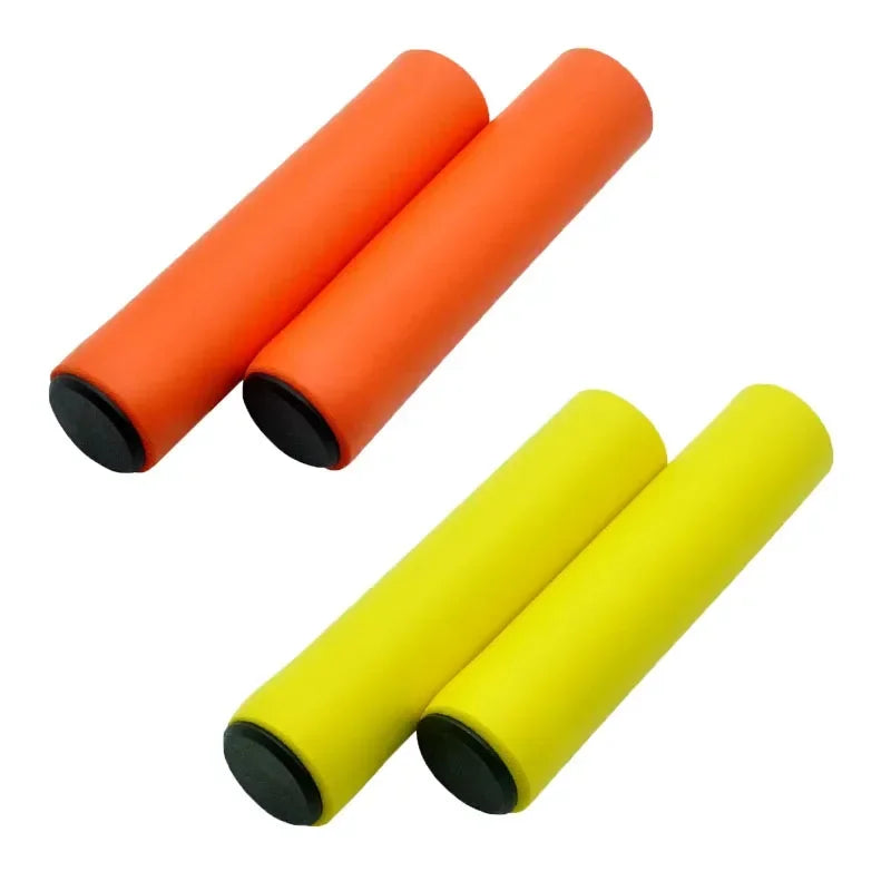 3/2/1Pairs Bicycle Grip Silicone Sponge Soft MTB Mountain Bike Handlebar Cover Anti Slip Shock-Absorbing Scooter Grip Oasis Select yellow-orange