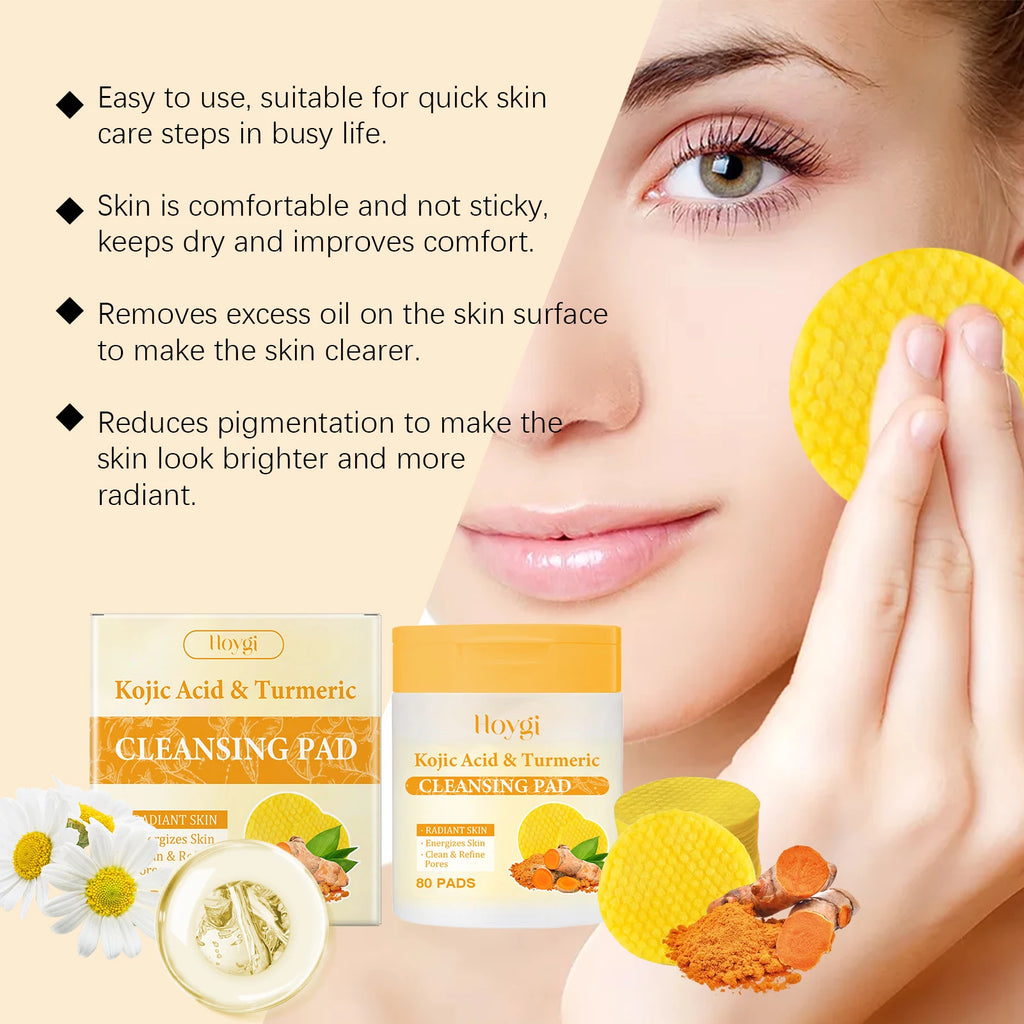 Turmeric Kojic Acid Exfoliating Cleansing Pads – 80 Pcs Exfoliating Cleansing Pads Oasis Select