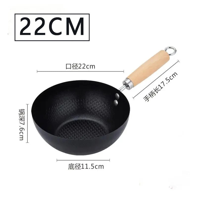 Cast Iron Wok Non-Stick Flat Bottom Fry Pan 26cm | CHANSUNRUN Cast Iron Wok Oasis Select 22cm