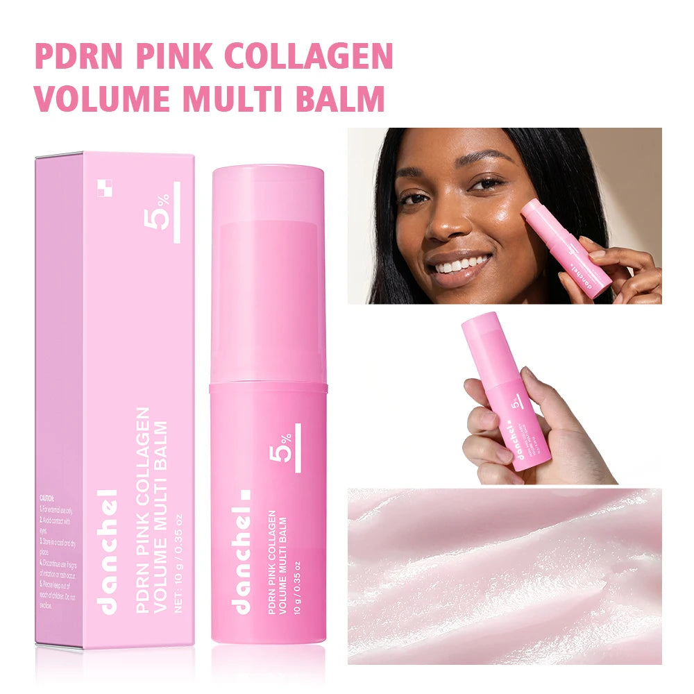 PDRN Pink Collagen Volumer Multi Balm Deep Hydration Plump Smooth Radiant Multi Collagen Stick for Cheeks Eyes Lips Neck Skincar Oasis Select 1 pc