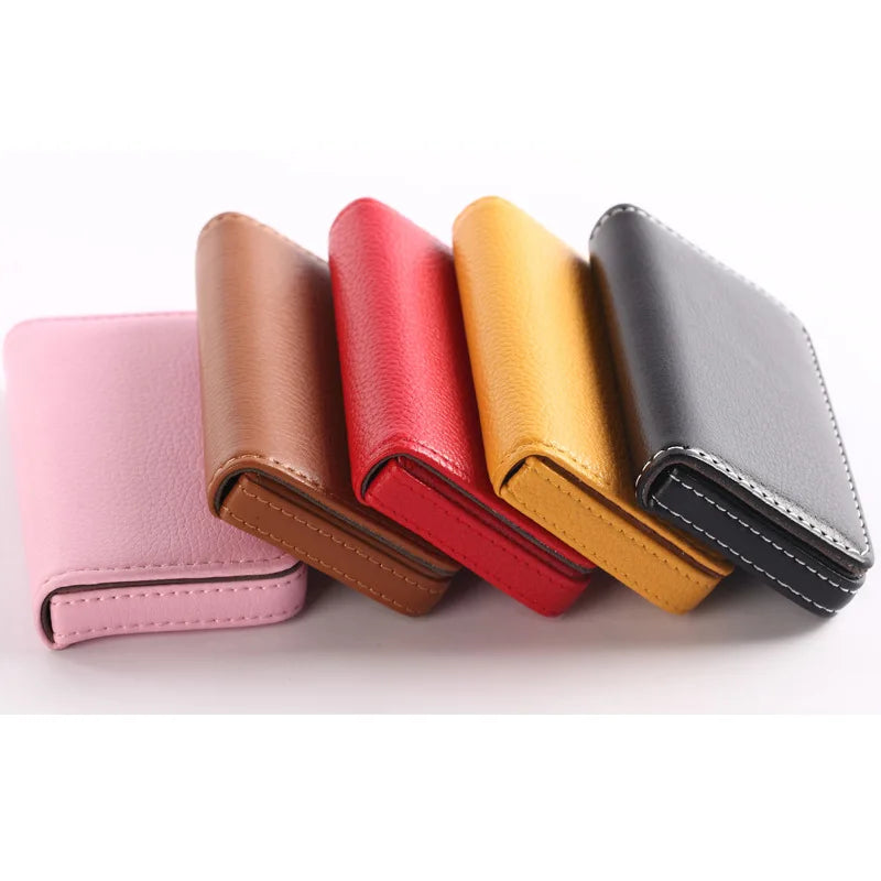 PU Leather Business Card Holder – Magnetic Buckle & Slim Design