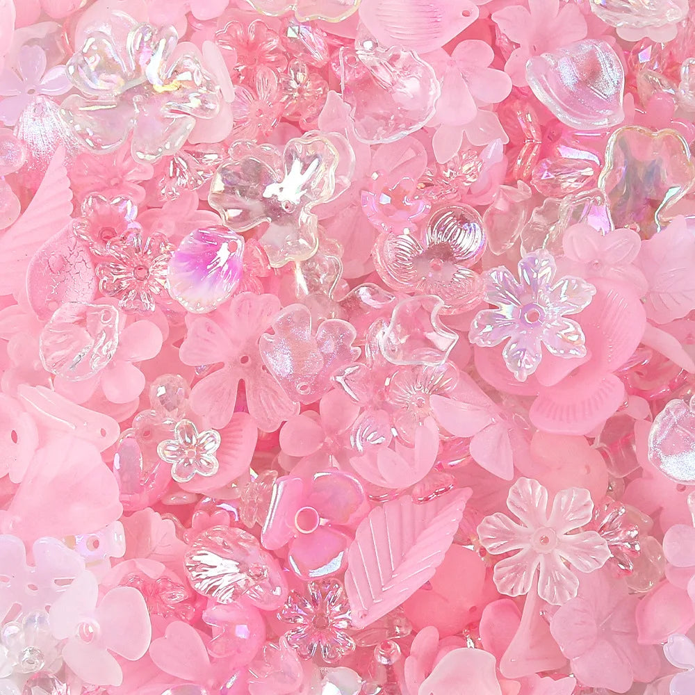 20g/100g Acrylic Assorted Beads Flower Star Butterfly Candy Acrylic Kawaii Beads for DIY Keychain Bracelets Jewelry Making DIY Oasis Select Pink 100g