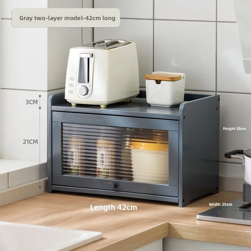 Kitchen Shelves Seasoning Dishes Storage Multi-layer Countertops Lockers Cupboards Household Cutlery Chopsticks Storage Boxes Oasis Select Dark Grey 1-42