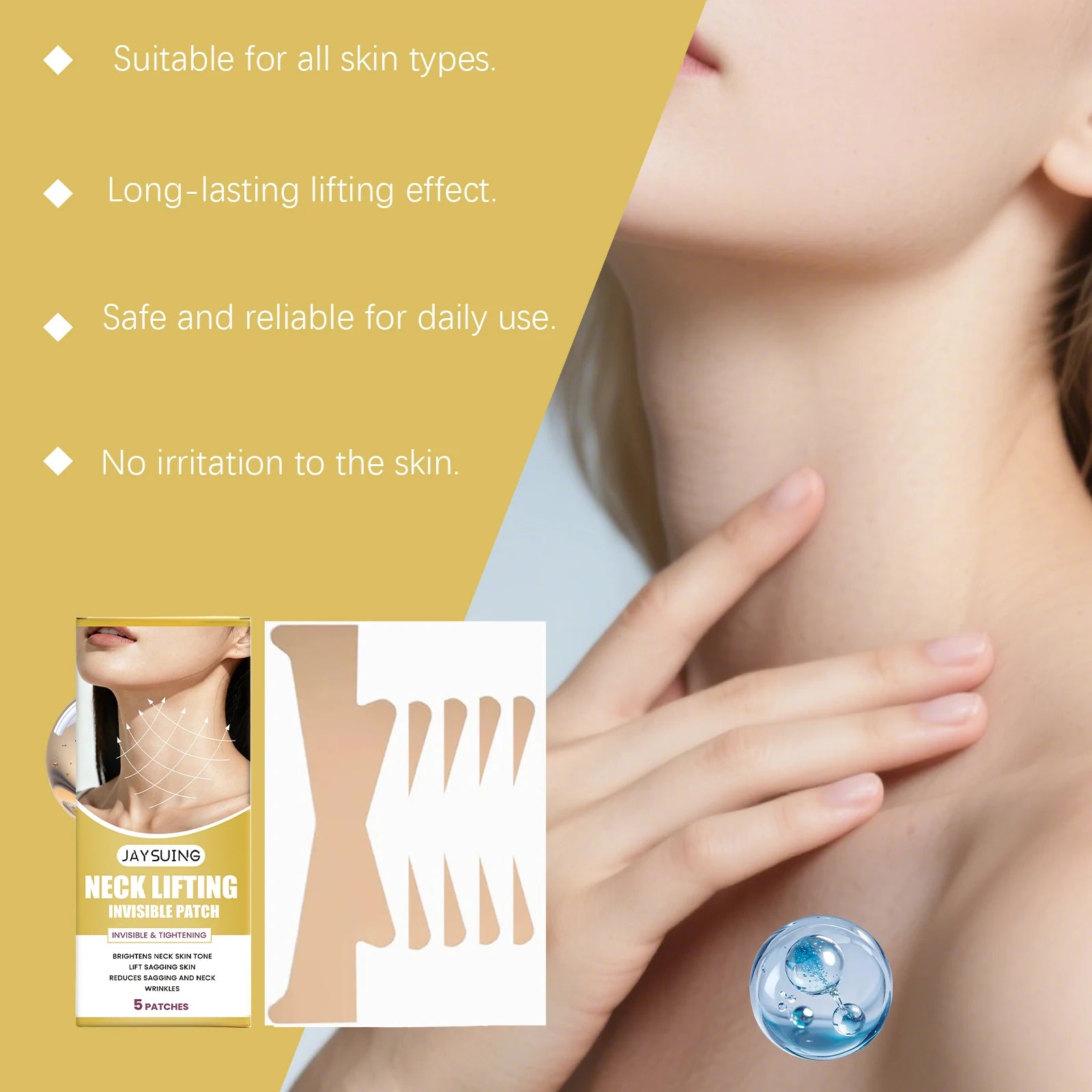 Neck Lifting Patch Improve Neck Contour Reduce Fine Lines Relieve Double Chin Increase Skin Elasticity Neck Invisible Care Mask Oasis Select
