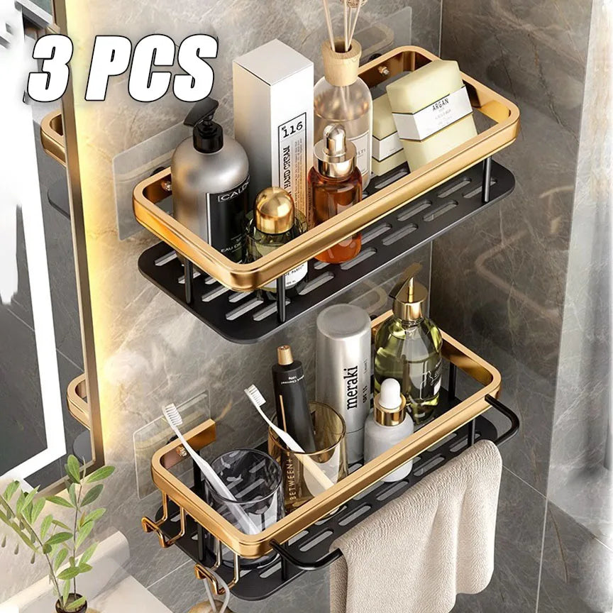1-3 Piece Bathroom Shelves Drill-Free Shower Organizer Shelf Bathroom Toilet Space Aluminum Corner Shelf Bathroom Accessories Oasis Select