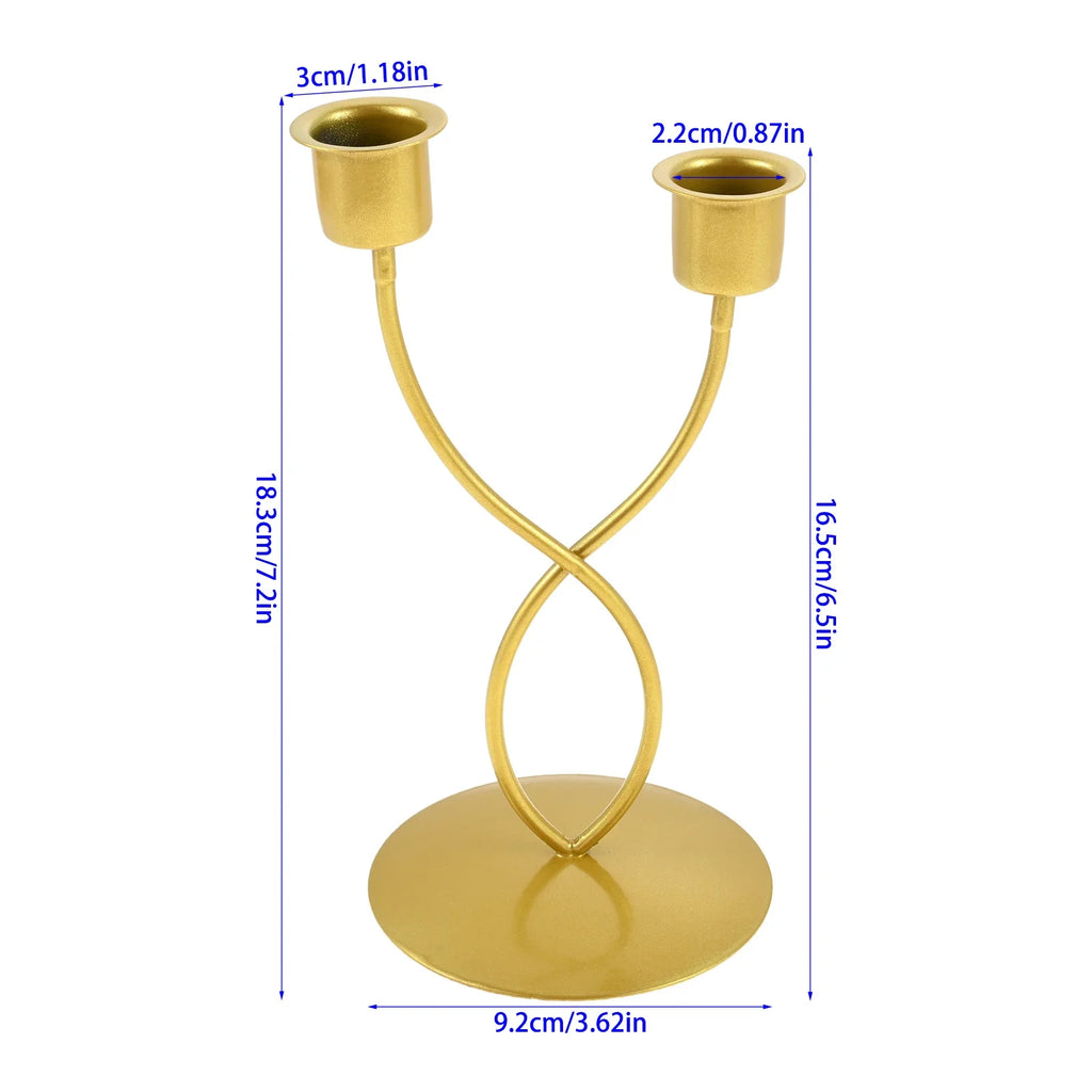 Fits for Living Room,study Room,Decorate Birthday Parties,candlelight Dinners 1Pc 2-head Golden Curved Candlestick Nordic Design Oasis Select
