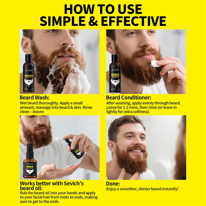 Beard Growth Shampoo Natural Beard Care Set for Men Beard Hair Enhancer Styling Moisturizing Beard Conditioner Beard Care Kit Oasis Select