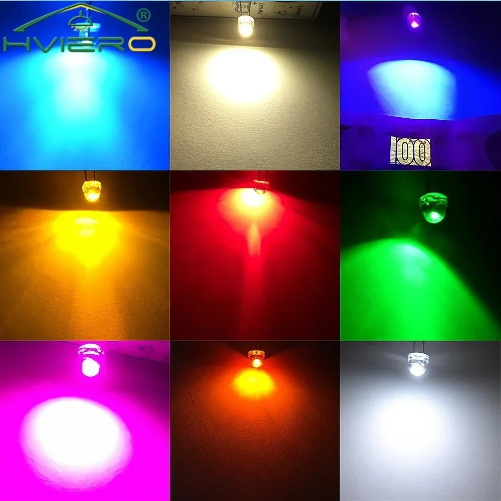 10PCS 5mm Straw Hat Wide Angle LED Bulbs – Multi-Color DIY