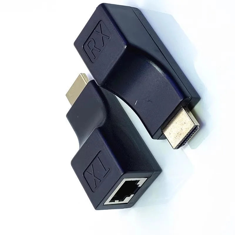  1 Pair RJ45 4K HDMI-compatible Extender RJ45 Ports Network 30M HDMI to RJ45 Over CAT5e / 6 UTP LAN Extender Cable Adapters Oasis Select black