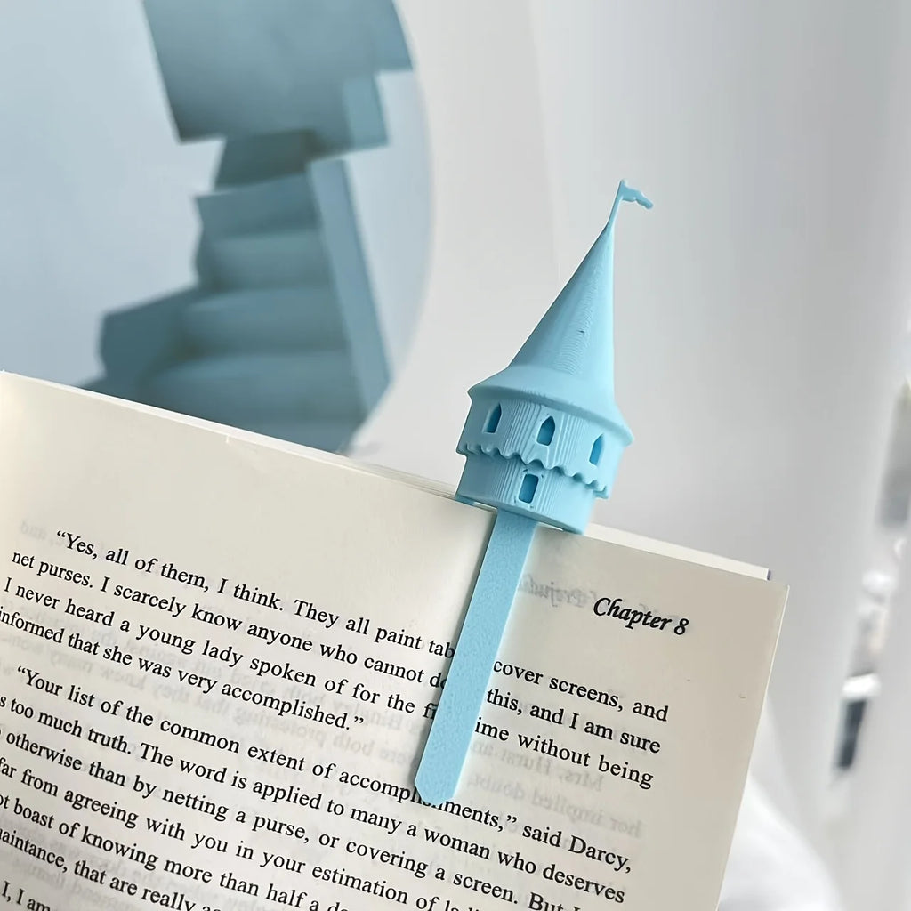 Magic Castle Spire Bookmarks Home Creative Page Stand Books Decor Cute Novelty Reading Accessories Desktop Ornaments Party Gifts Oasis Select Blue