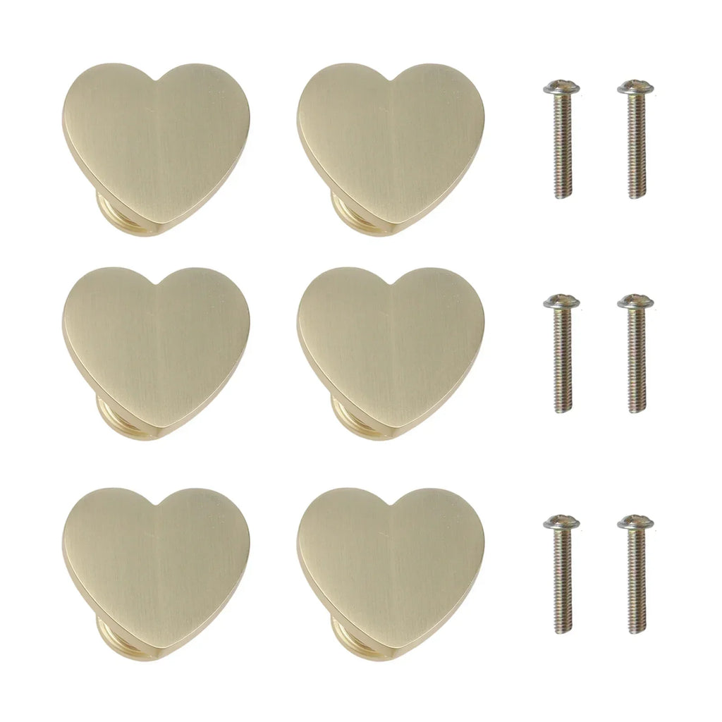 6 Heart Shaped Zinc Alloy Cabinet Knobs with Screws for Furniture Handles Suitable for Drawers Closets Wardrobes and Cupboards Oasis Select
