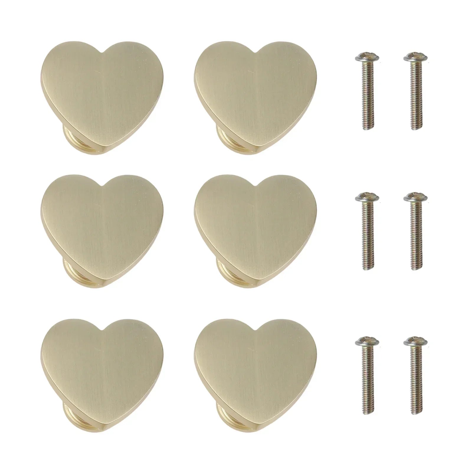 6 Heart Shaped Zinc Alloy Cabinet Knobs with Screws for Furniture Handles Suitable for Drawers Closets Wardrobes and Cupboards Oasis Select