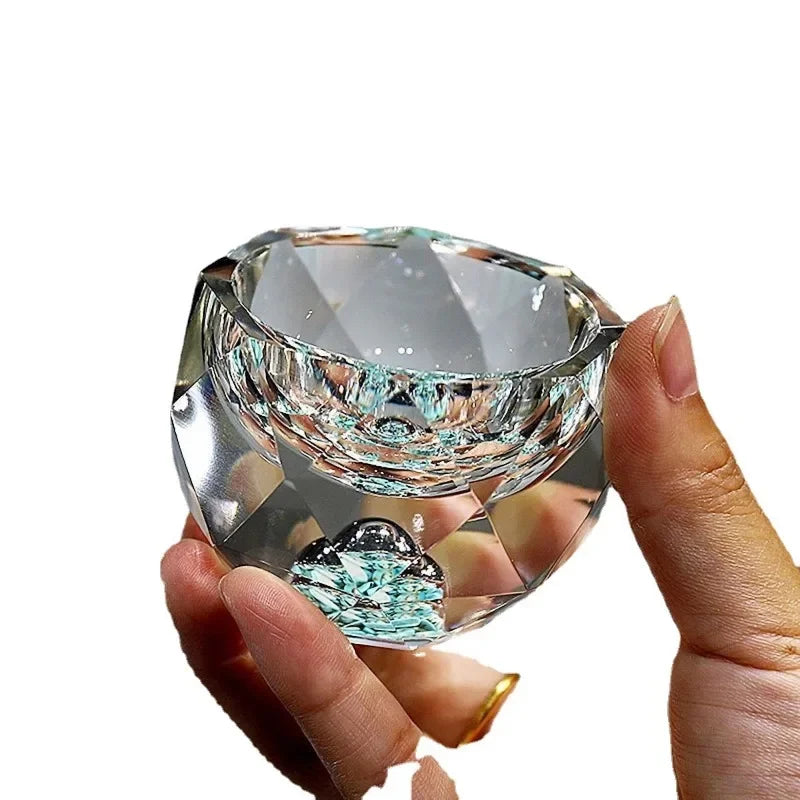 Creative Glass Tea Cup Faceted Master Cup Turquoise Gold Foil Household Diamond Crystal Fantasy Glass Cup Oasis Select
