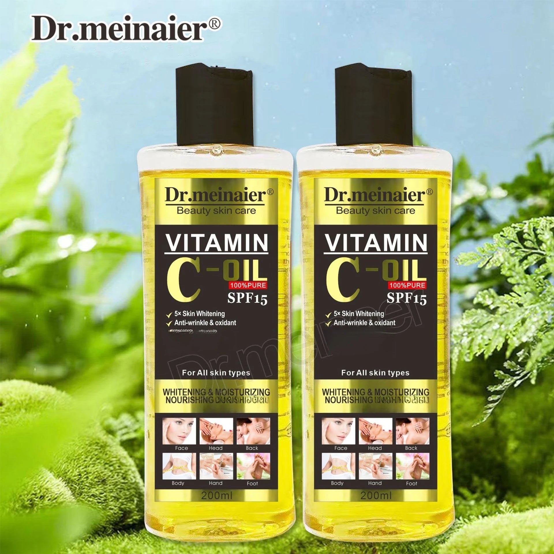 200ml Vitamin C Whitening Facial Essential Oils Vitamin E Body Moisturizing Massage Oil Natural SPA Emollient Oil Oasis Select