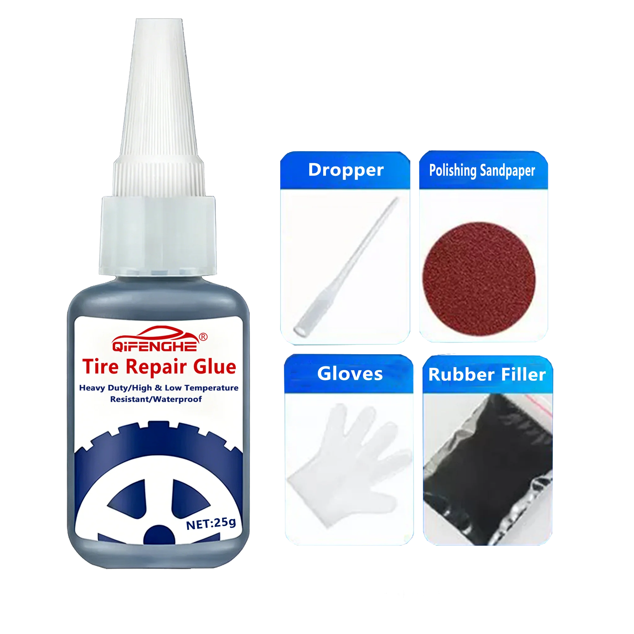 25g Waterproof Tire Repair Glue Kit – Car, Bike & Motorcycle