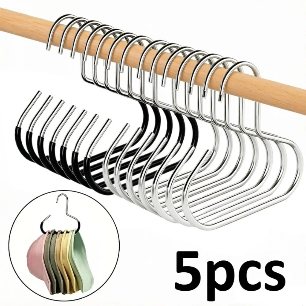 3/5pcs Stainless Steel Hat Hanger Hooks,Non-Slip Round Ring Closet Organizer for Hats Scarves,Space-Saving Wardrobe Storage Hook Oasis Select