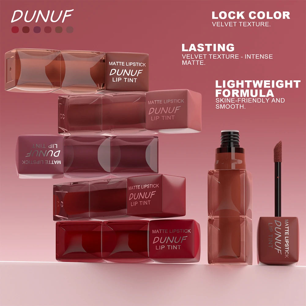 6pc/set Velvet Matte Lipstick Long-lasting Waterproof Lip Gloss Lip Glaze Non-Stick Cup Nude Red High Pigment Y2K Christmas Gift Oasis Select