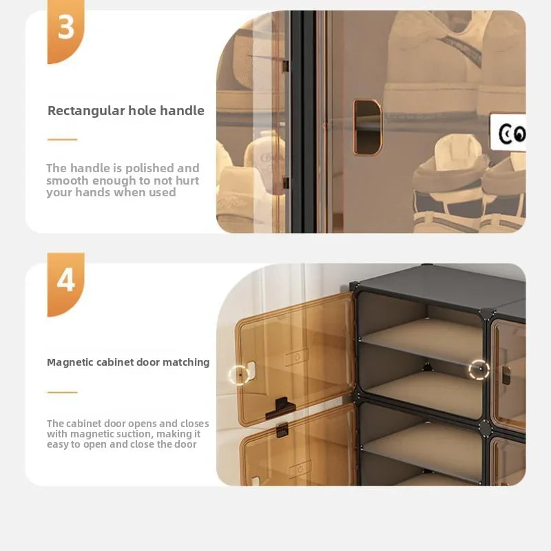 Multi-functional Simple Shoe Rack Plastic Household Indoor Door, Dustproof Storage At The Entrance, Transparent Shoe Cabinet Oasis Select