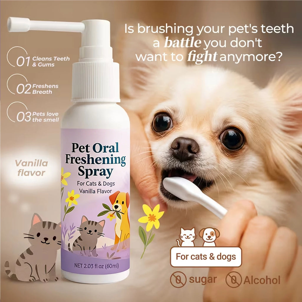 Pet Oral Freshening Spray – Vanilla Dog & Cat Breath Freshener