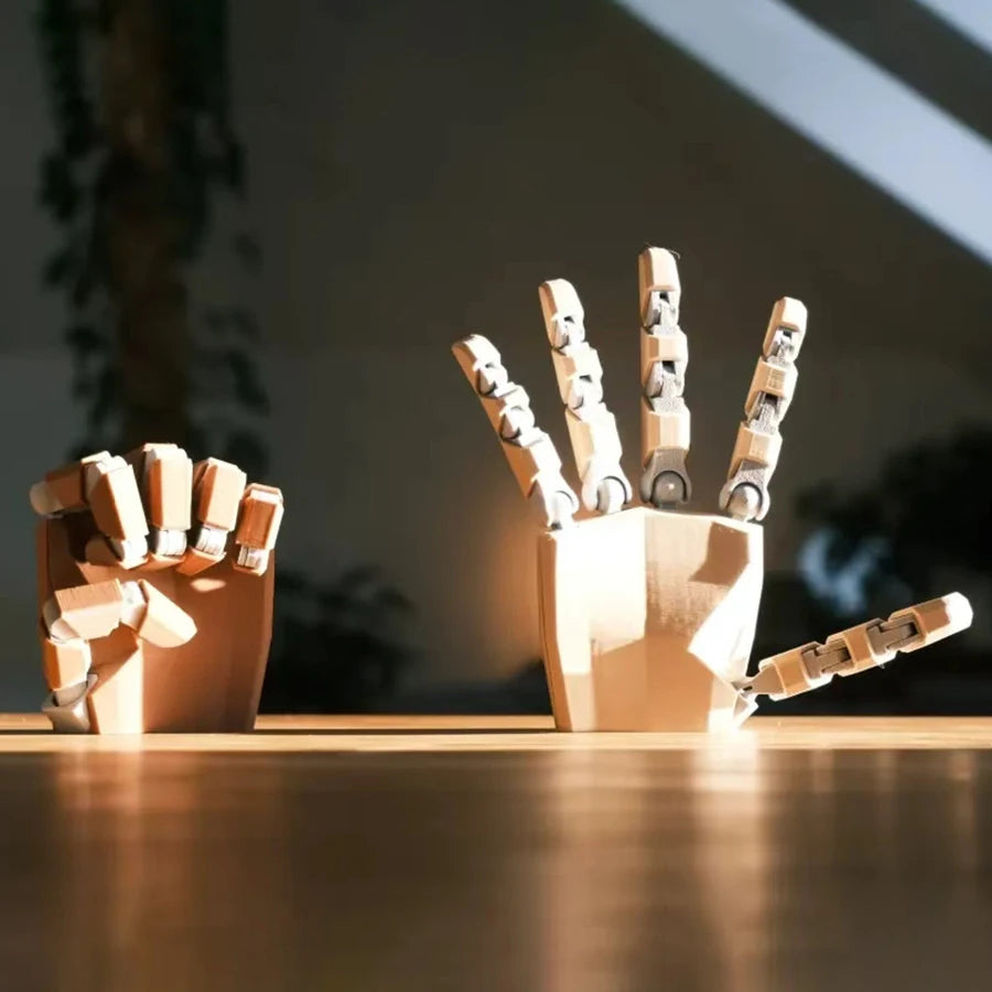 3D Printed Articulated Robot Hand Figurine Flexible Joint Mechanical Hand Desk Decor Stress Relief Fidget Multi-Poseable Design Oasis Select