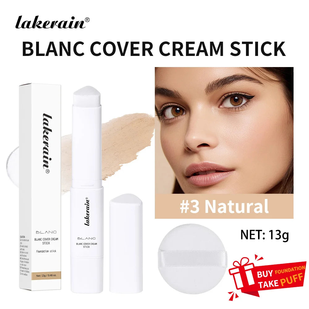 2-in-1 Color-Changing Foundation Stick Liquid Lightweight Moisturizing Brightening Foundation Color Changing For All Skin Types Oasis Select Color3with free puff