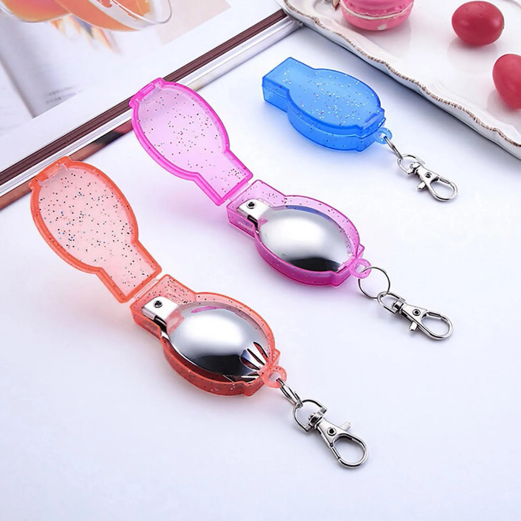 Outdoor Folding Travel Camping Utensil Stainless Pocket Spoon Fork Light Small Foldable Spoon Fork Camping Picnic Tool Tableware Oasis Select
