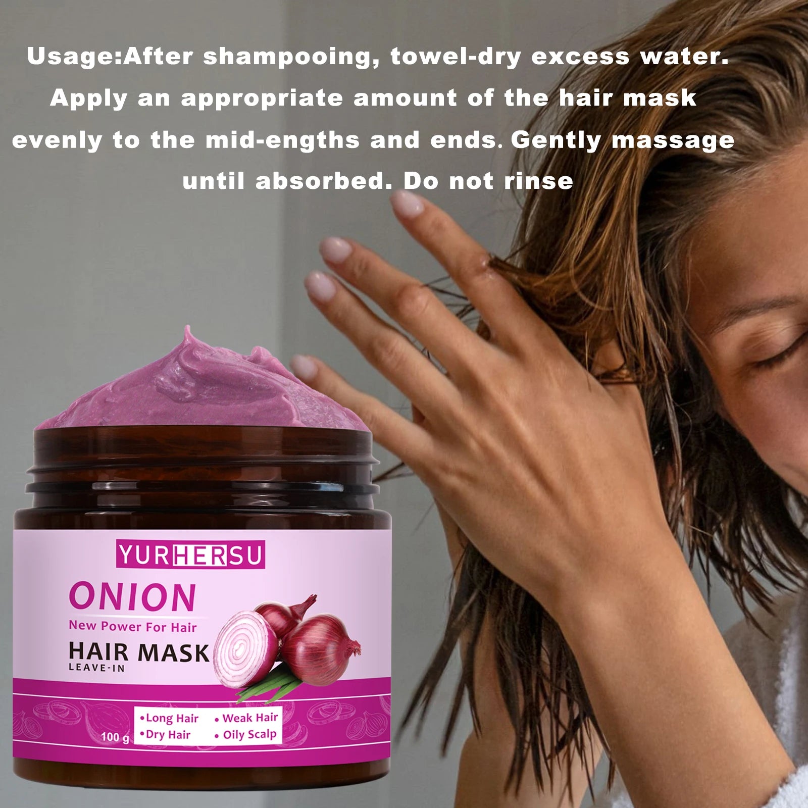 YURHERSU Onion Essence No-Rinse Hair Mask – 100g | All Hair No-Rinse Hair Mask Oasis Select