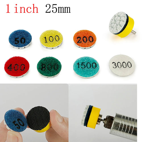 1inch 25mm Polishing Pad Wet Dry Buffer Grinding Disc For Marble Granite Concrete 50/100/200/400/800/1500/3000 Grit Oasis Select