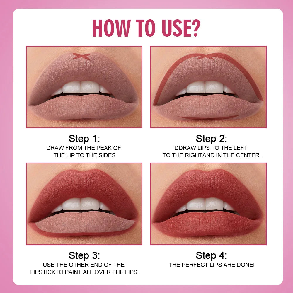 Rave Lady 2-in-1 Matte Lipstick & Lip Liner Pencil – 6 Shades