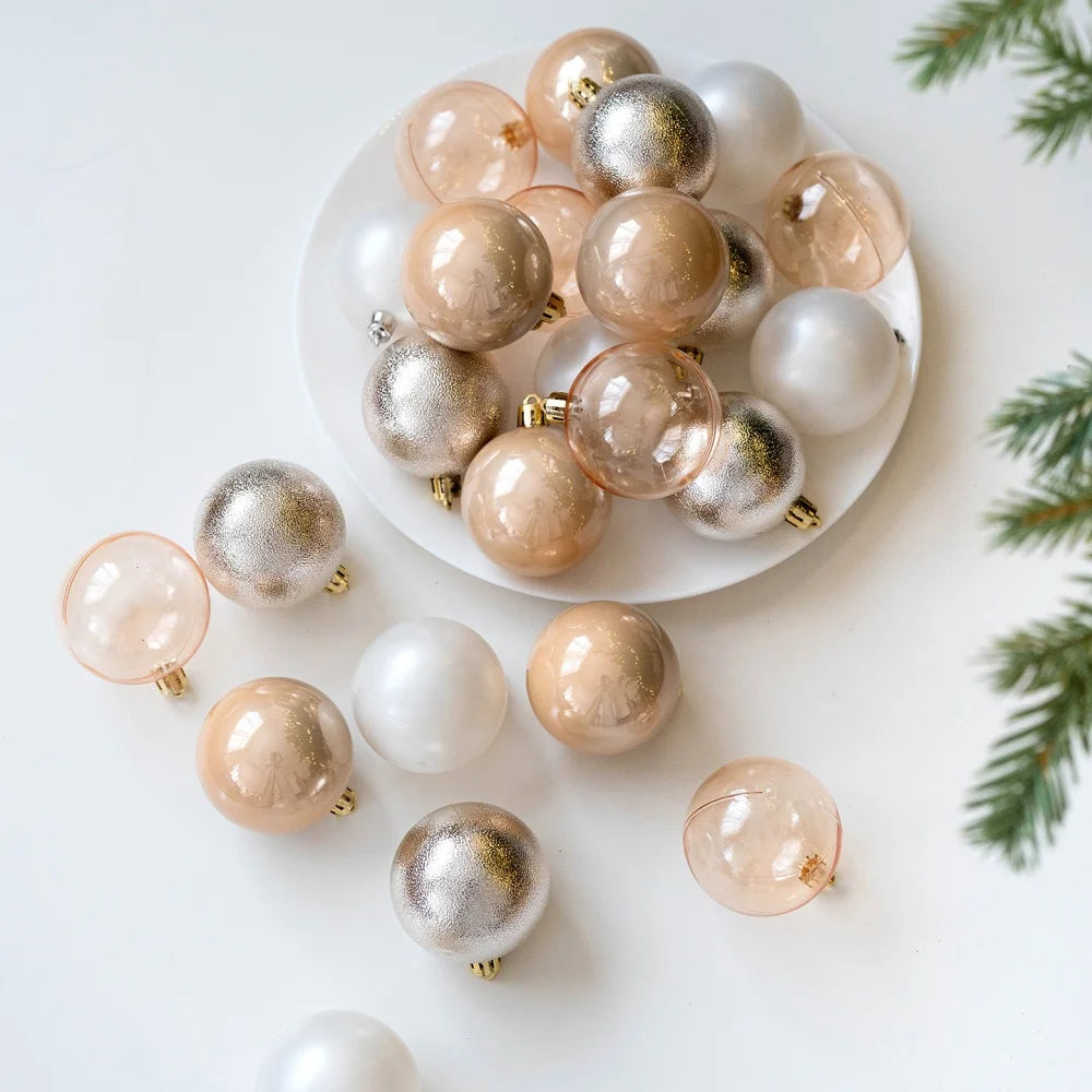 24PCS 6cm Christmas Balls Colorful Electroplating Christmas Tree Hanging Ball Home Party Christmas Tree Decor New Year Gift Oasis Select