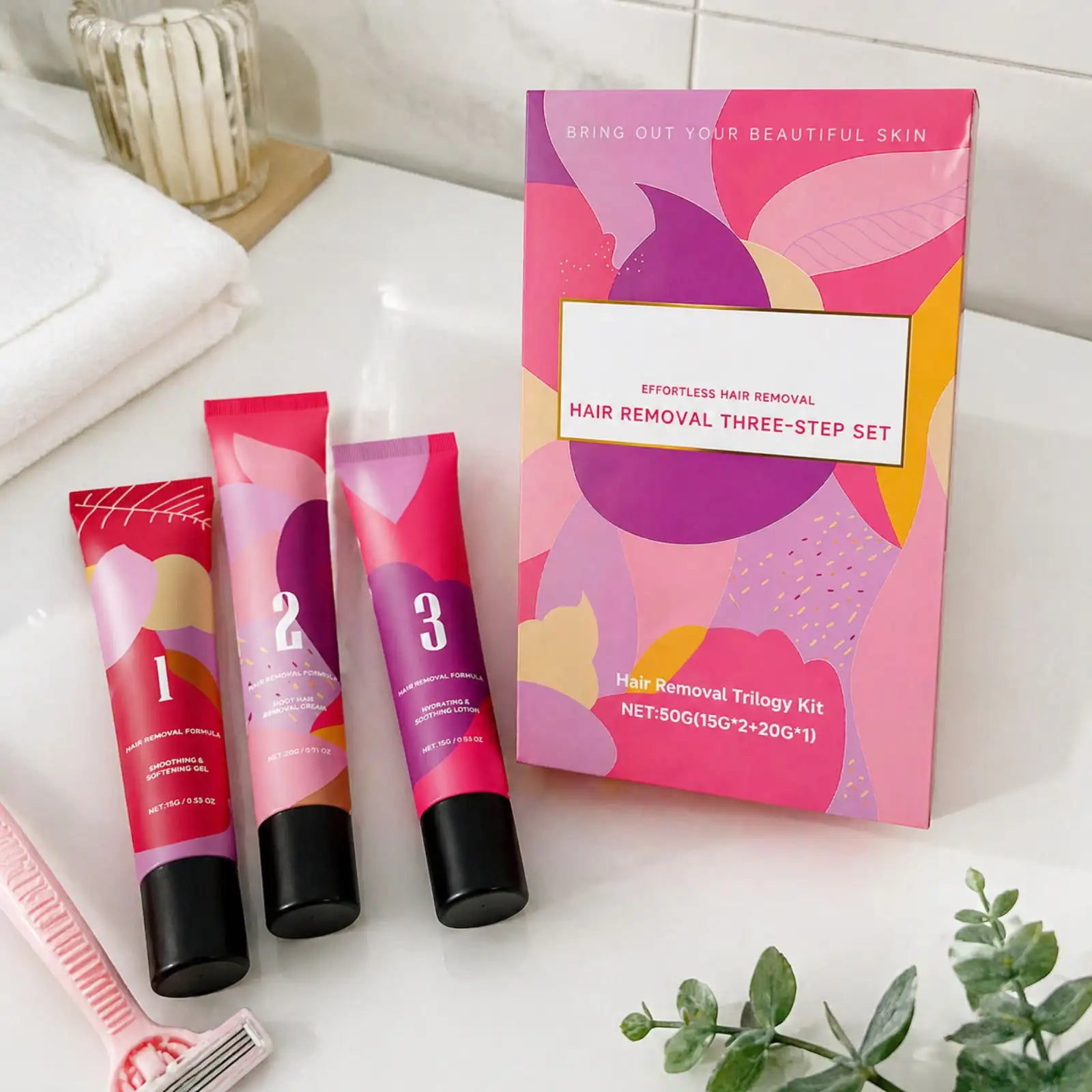 Facial Hair Removal Cream for Three Step Kit Lip Chin Upper Lip Women Home Use Gentle With Softening Gel Soothing Lotion Oasis Select