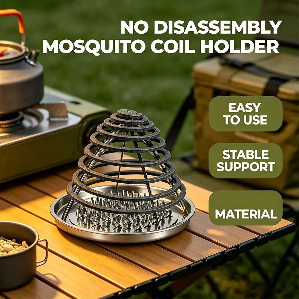 Stainless Steel Mosquito Coil Holder with Ash Tray & Cover