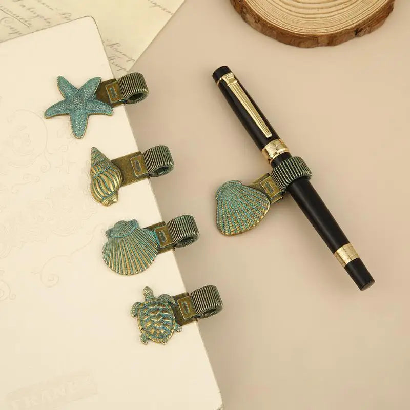 Retro Sea Turtle Metal Pen Clip Spring Loaded Durable Pen Holder for Notebook Diary Hiking Travel Journal Accessory Oasis Select