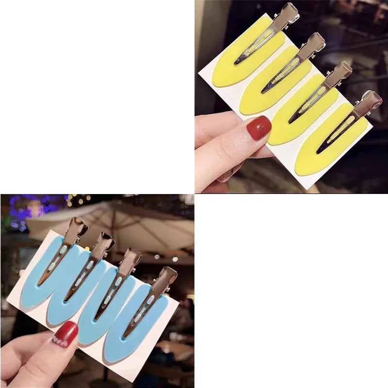 4/8/12pcs No Bend Seamless Hair Clips Side Bangs Barrette Makeup Washing Face Accessories Women Girls Styling Hairpins Oasis Select yellow4-blue4