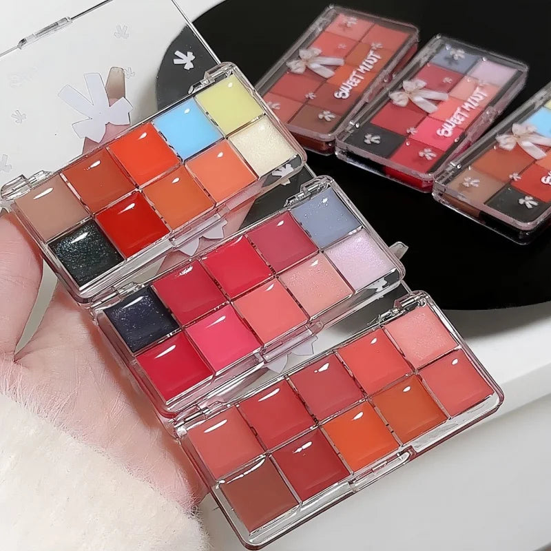 2-Pack 10-Color Tinted Lip Jelly Palette – Mirror Finish Gloss