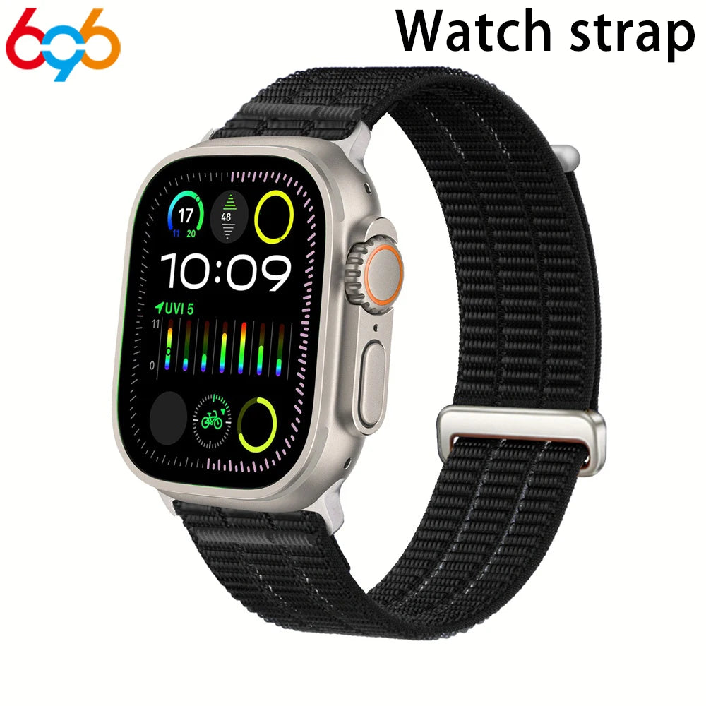 Women's Band For IWatch Series 9 8 7 6 SE 5 4 Nylon Sport Strap For Iwatch Ultra 45mm 42mm 40/38mm 44mm Breathable Wristband Men Oasis Select BK 38mm40mm41mm