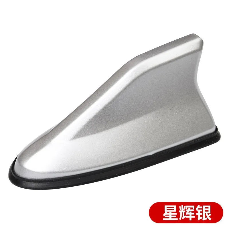 17cm Car Roof Shark Fin Antenna Cover Sticker Carbon Fiber Universal Auto Radio AM FM Antenna Signal Amplifier Car Accessories Oasis Select Silver