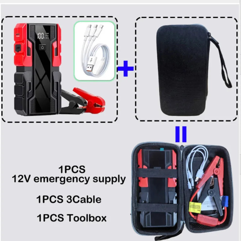 12V Portable Car Jump Starter: 99800mAh Large Capacity Lithium Booster for 8.0L Gas & 5.5L Diesel Engines Oasis Select Premium Toolbox 12V