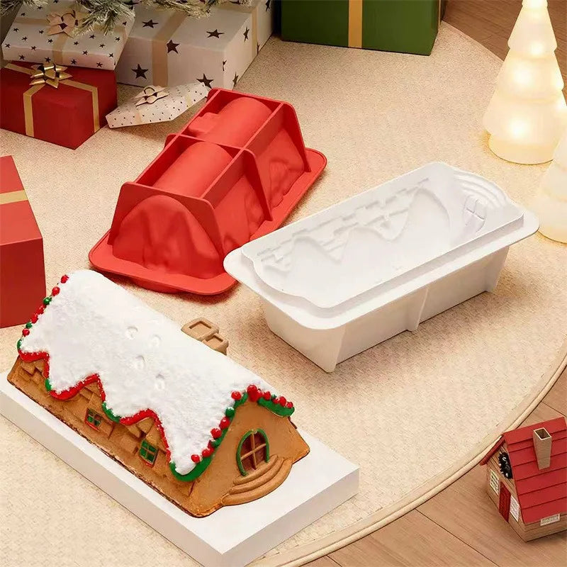 Rectangular or Castle Snowhouse Design Christmas Pastry Mold Chocolate Molds Christmas Silicone Mousse Cake Molds Kitchen Tools Oasis Select