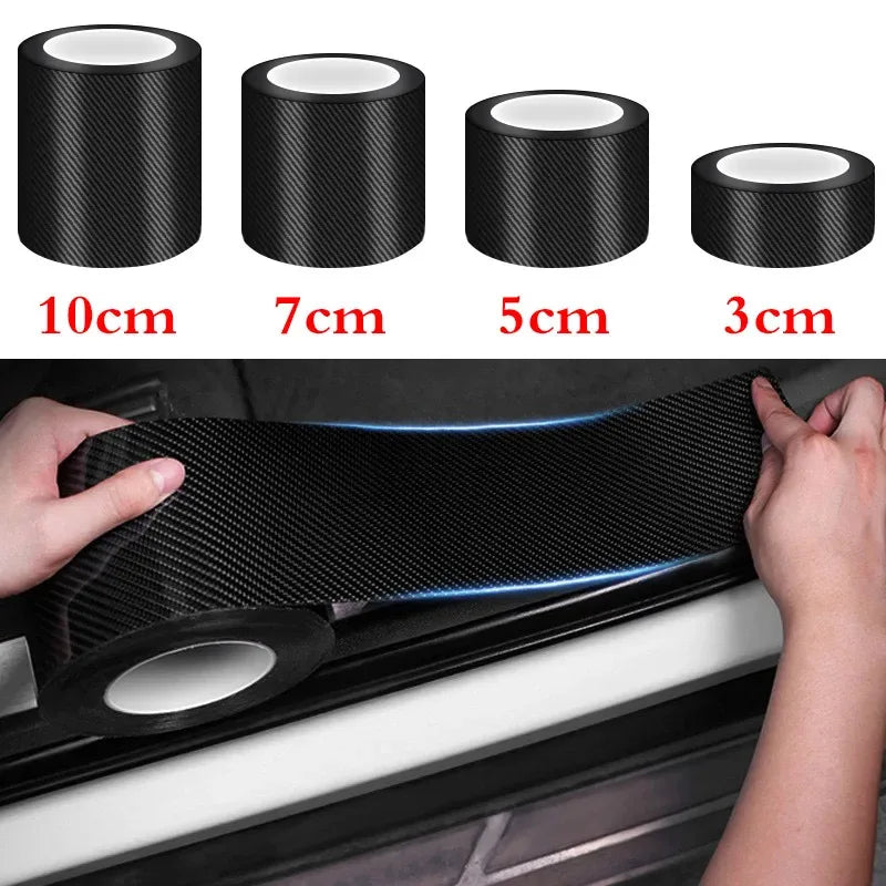 1/3Pcs Carbon Fiber Stickers Door Sill Anti-stepping Protector Trunk Bumper Side Mirror Anti Scratch Tape Auto Decals Oasis Select